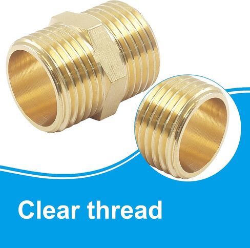 Litoexpe 2 قطعة تركيب أنابيب نحاسية صلبة حلمة سداسية 1/2 بوصة × 1/2 بوصة محول أنابيب ذكر NPT، تركيبات محول أنابيب نحاسية ثقيلة موصلات حلمات متساوية in Saudi Arabia