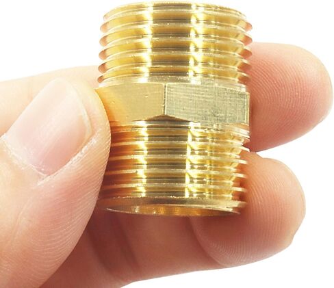 Litoexpe 2 قطعة تركيب أنابيب نحاسية صلبة حلمة سداسية 1/2 بوصة × 1/2 بوصة محول أنابيب ذكر NPT، تركيبات محول أنابيب نحاسية ثقيلة موصلات حلمات متساوية in Saudi Arabia