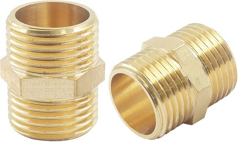 Litoexpe 2 قطعة تركيب أنابيب نحاسية صلبة حلمة سداسية 1/2 بوصة × 1/2 بوصة محول أنابيب ذكر NPT، تركيبات محول أنابيب نحاسية ثقيلة موصلات حلمات متساوية in Saudi Arabia