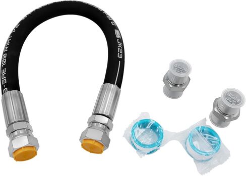 1/2" x 20" Stainless Steel Braided Air Compressor Discharge Hose - High Temp 320°F & Triple-Layer Burst Proof Design - Vibration Isolator Lead-in Hose with Two 1/2" Adapters in Saudi Arabia