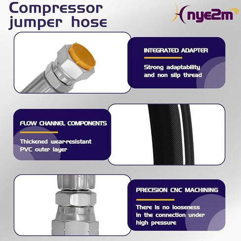 1/2" x 20" Stainless Steel Braided Air Compressor Discharge Hose - High Temp 320°F & Triple-Layer Burst Proof Design - Vibration Isolator Lead-in Hose with Two 1/2" Adapters in Saudi Arabia