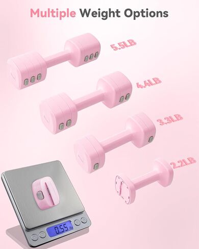 2-in-1 Adjustable Dumbbell & Kettlebell Set for Women (1.1-12.1 lbs), Quick-Change Free Weights for Home Gym, Pilates & Full Body Workout in Saudi Arabia