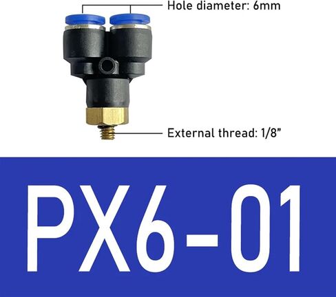 1 قطعة تركيب موصل الهواء الهوائي PX 4 مللي متر 6 مللي متر 8/10 مللي متر الموضوع M5 1/8 "1/4" 3/8 "1/2" BSPT تركيبات خرطوم بلاستيك Y-شكل تي شيرت (PX6-01) in Kuwait