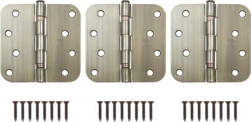 مفصلات أبواب بمحامل كروية مقاس 4 بوصات من Stone Harbour Hardware، زاوية نصف قطرها 5/8 بوصة، نحاس عتيق، 3 عبوات in Kuwait