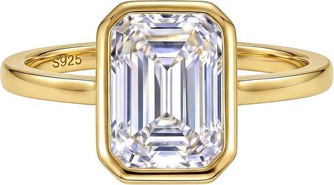 Dulin 1ct/2ct/3ct Emerald Cut Cubic Zirconia Engagement Ring for Women 14K Gold Plated 925 Sterling Silver Anniversary Wedding Promise Gift for Wife Christmas Valentine's Day Birthday Gift for Her in Saudi Arabia
