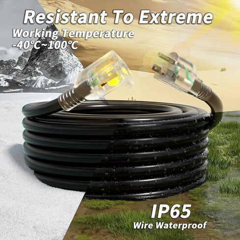 PlugSaf 16/3 Gauge 200 ft Extension Cord Outdoor Black Waterproof, Cold Weatherproof -58°F, Flame Retardant, Flexible 3 Prong Electric Cord for Lawn Office,10A 1250W 16AWG SJTW, ETL Listed in Saudi Arabia