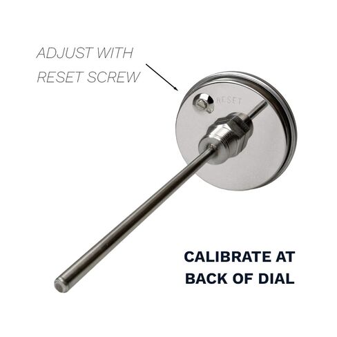 Stainless Steel Bimetal Thermometer, 3" Dial, 6" Stem, 1/2" NPT Center Back Mount, 200-1000 Degrees Fahrenheit / 100-530 Degrees Celsius in Saudi Arabia