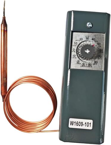 استبدال ترموستات الثلاجة W1609-101 - جهاز التحكم في درجة حرارة الغرفة الباردة والفريزر (-34 درجة مئوية إلى 32 درجة مئوية) - مناسب عالميًا لـ 88965-1، 316495401 - شعيرات ستانلس بطول 5 أقدام in Kuwait