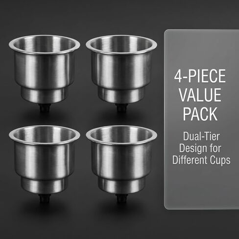 4 Pack Stainless Steel Cup Holder for Boat Marine RV - Rustproof Drink Holder with Drain Hole in Saudi Arabia