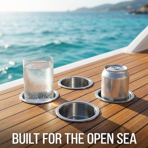 4 Pack Stainless Steel Cup Holder for Boat Marine RV - Rustproof Drink Holder with Drain Hole in Saudi Arabia