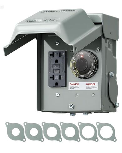 DEWENWILS Outdoor Electrical Outlet Box, Dual 20 AMP WRTR GFCI Receptacles with Rainproof 3R Enclosure, Waterproof GFCI Outlet Box with Cover for Garden, Outdoor Lights, ETL Listed in Saudi Arabia