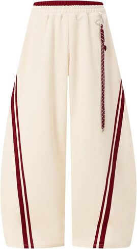 Aelfric عدن المشارب فضفاض برميل Sweatpants مرونة مزدوجة الخصر بنطال ذو قصة أرجل واسعة النساء الرجال عادية Y2K للجنسين صالة بنطلون in Saudi Arabia