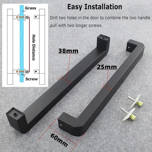 Modern Commercial Entryway Door Handle,Modern 304 Stainless Steel Door Handle Sliding Glass Barn/Shower Door Handle Interior Exterior Door Hardware Accessories -Black /50cm in Saudi Arabia