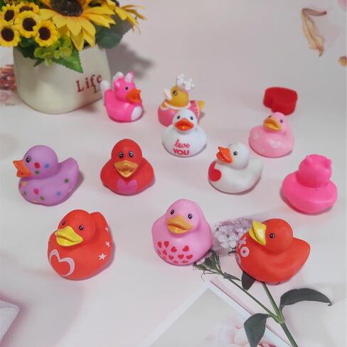 Valentine's Day Rubber Ducks Pink Valentine Heart Ducks Assorted Rubber Duck in Bulk for Jeep Ducking Bath Toys Valentines Day Christmas Party Favors Supplies Decoration in Saudi Arabia