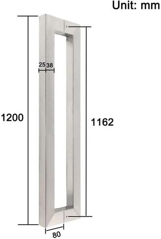 Heavy Duty Stainless Steel Square Tube Commercial Push-Pull Door Handle/Glass Door Handle/Wooden Door Handle 5 Lengths(Length1200mm) in Saudi Arabia