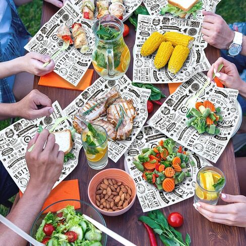 Outus 500 Pcs 7 x 7 Inch Deli Wax Paper Sheets Sports Party Grease Resistant Tray Basket Liners Newsprint Paper Water and Grease Proof Sandwich Wrapping Square Hot Dog Wrapper for Food Baking (Brown) in Saudi Arabia