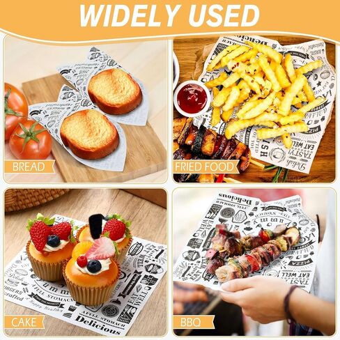 Outus 500 Pcs 7 x 7 Inch Deli Wax Paper Sheets Sports Party Grease Resistant Tray Basket Liners Newsprint Paper Water and Grease Proof Sandwich Wrapping Square Hot Dog Wrapper for Food Baking (Brown) in Saudi Arabia