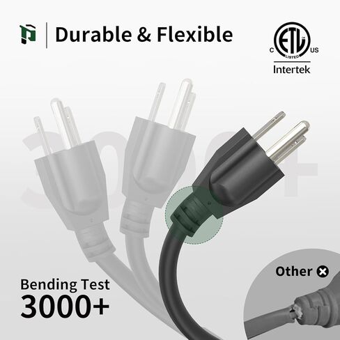 سلك تمديد PLUGTUL بطول 100 قدم، سلك تمديد خارجي بقياس 16/3 مقاوم للماء، 10 أمبير 1625 وات SJTW، مدرج في قائمة ETL، رائع للحديقة والمنزل، أسود in Kuwait