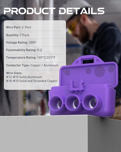 3-Port Aluminum-to-Copper Wire Connectors, 7 Pack Screw Terminal Electrical Wire Connectors, Pre-Filled with Oxide Inhibitor for Solid & Stranded Wires, Residential & Industrial Wiring in Saudi Arabia