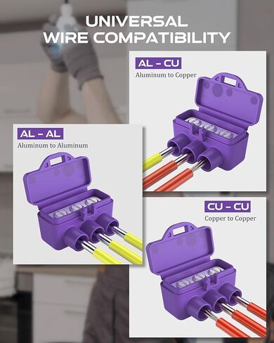 3-Port Aluminum-to-Copper Wire Connectors, 7 Pack Screw Terminal Electrical Wire Connectors, Pre-Filled with Oxide Inhibitor for Solid & Stranded Wires, Residential & Industrial Wiring in Saudi Arabia