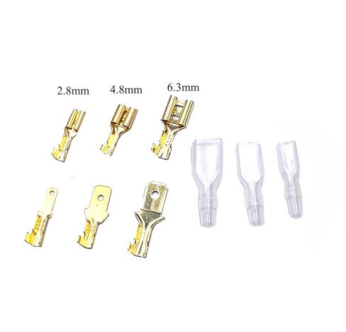 630 Pcs 2.8/4.8/6.3mm Speaker Wire Connectors with Insulating Sleeve, Quick Splice Male and Female Spade Terminal Assortment Kit for Electrical Wiring, Silver and Gold Each 315Pcs in Saudi Arabia
