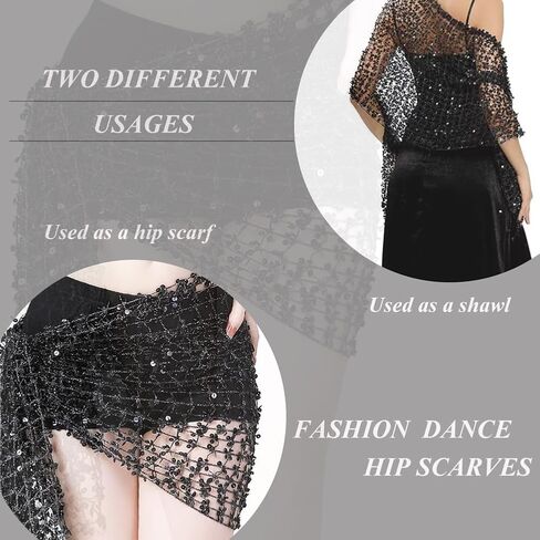 Women Two-in-one Belly Dance Hip Scarf Dance Shawl Veil Wrap Fashion Belt Lightweight Multiple Usages in Saudi Arabia