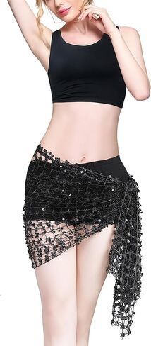 Women Two-in-one Belly Dance Hip Scarf Dance Shawl Veil Wrap Fashion Belt Lightweight Multiple Usages in Saudi Arabia