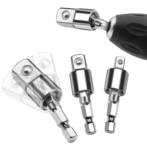 3PCS Impact Grade Socket Adapter Set, 1/4" 3/8" 1/2" Drill Converter for Impact Driver, 360° Rotatable Extension Bar, Power Tool Accessories Gift for Men in Saudi Arabia