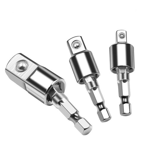 3PCS Impact Grade Socket Adapter Set, 1/4" 3/8" 1/2" Drill Converter for Impact Driver, 360° Rotatable Extension Bar, Power Tool Accessories Gift for Men in Saudi Arabia