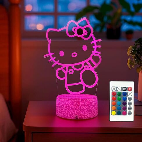 3D Illusion Night Light, 16 Color Night Light - 3D LED Intelligent Remote Control Lamp for Children's Room Decoration and Children's Gifts in Saudi Arabia