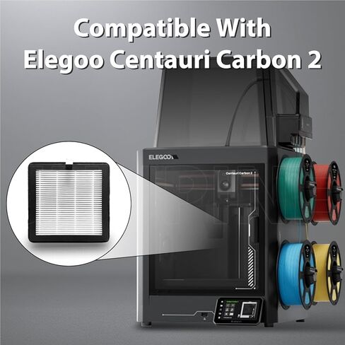 قطعتان من فلتر الهواء Elegoo Centauri Carbon 2 HEPA13+ فلتر هواء مزدوج من الكربون المنشط ذو كفاءة عالية في الرائحة والدخان وتقليل الغبار لجهاز Elegoo Air Purifier CC2 3D ملحقات مطورة للطابعة غير CC in Kuwait