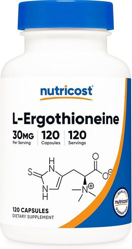 Nutricost L-Ergothioneine Supplement 30mg Per Serving, 120 Capsules for 120 Servings Per Bottle - Mushroom Derived Amino Acid, Vegan, GMO-Free, Gluten-Free in Saudi Arabia