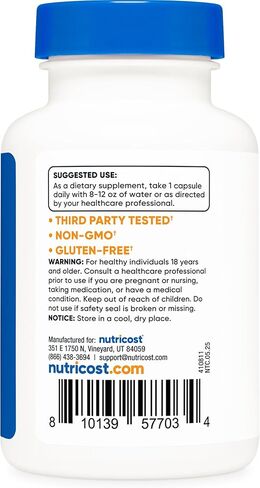 Nutricost L-Ergothioneine Supplement 30mg Per Serving, 120 Capsules for 120 Servings Per Bottle - Mushroom Derived Amino Acid, Vegan, GMO-Free, Gluten-Free in Saudi Arabia