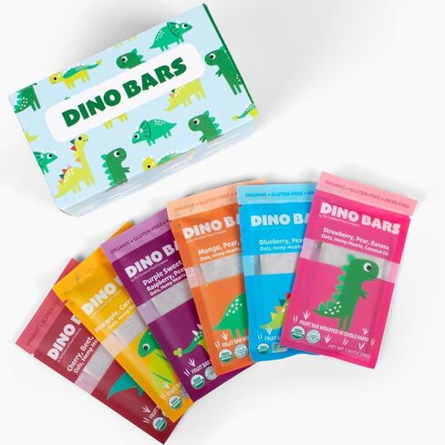 Dino Bars | Organic Fruit Bar for Kids | Organic Toddler Bars and Dinosaur Snacks | Fruit + Oats + Hemp Hearts + Coconut Oil with Edible Paper (12 Count (Pack of 1), Try Them All) in Saudi Arabia