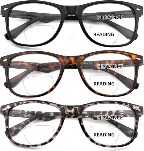 HIYANJN 3 Pack Bifocal Reading Glasses For Women Men Blue Light Computer Readers Clear Top Oval Frame With Spring Hinger in Saudi Arabia