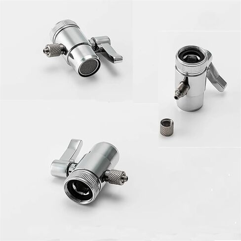 Faucet diverter valve Solid Brass with Polished Chrome for Water Filter Bathroom Sink Adapterto 1/4" 3/8"RO Tubing(ValveA) in Saudi Arabia