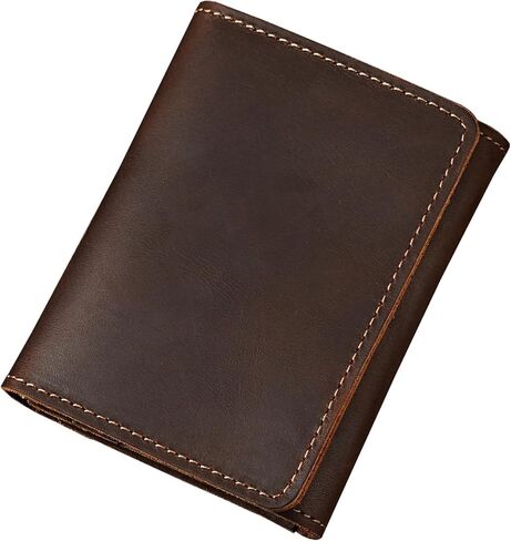 Leather Business Card Holder for Men – Vintage Full-Grain Business Card Case & Slim Card Wallet with Snap Closure, Holds 20+ Business Cards, 5 Card Slots & Cash Pocket, Gift Box Ready in Saudi Arabia
