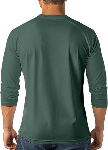 Shirts for Men 3/4 Length Sleeve Polo Neck T-Shirt Casual Solid Loose Fit Oversized Blouses Workout Tee in Saudi Arabia