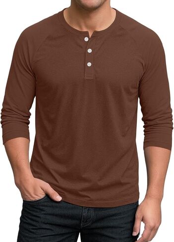 Shirts for Men 3/4 Length Sleeve Polo Neck T-Shirt Casual Solid Loose Fit Oversized Blouses Workout Tee in Saudi Arabia