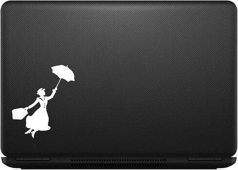 Bargain Max Decals Poppins Silhouette Sticker Decal Notebook Car Laptop 5.5" (White) in Saudi Arabia