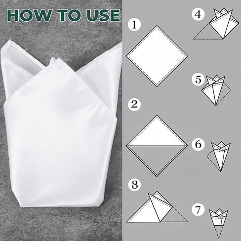 3 PCS White Silk Pocket Squares for Men, Satin Pocket Square for Men, Elegant Vegan Silk Handkerchief Set for Suits in Saudi Arabia