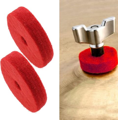 12pcs Wool Cymbal Felts 40mm Jazz Drum Felt Pads Red Round Soft Felt Washers Cymbal Stand Replacement Felt Pads for Drum Set Thickness 10mm in Saudi Arabia