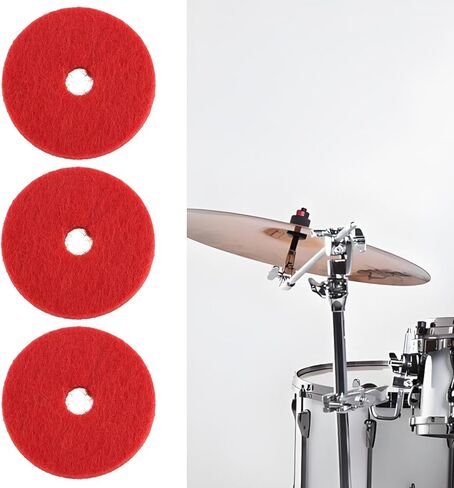 12pcs Wool Cymbal Felts 40mm Jazz Drum Felt Pads Red Round Soft Felt Washers Cymbal Stand Replacement Felt Pads for Drum Set Thickness 10mm in Saudi Arabia