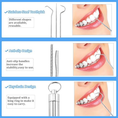 مجموعة أدوات تنظيف الأسنان من الفولاذ المقاوم للصدأ مكونة من 4 قطع أدوات طب الأسنان ومزيل بقع الأسنان وخيط تنظيف الأسنان وأدوات تنظيف الأسنان مع حامل للنزهات الخارجية والتخييم والسفر in Saudi Arabia