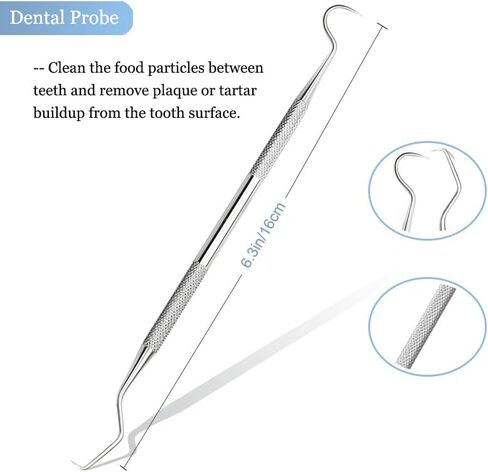 مجموعة أدوات تنظيف الأسنان من الفولاذ المقاوم للصدأ مكونة من 4 قطع أدوات طب الأسنان ومزيل بقع الأسنان وخيط تنظيف الأسنان وأدوات تنظيف الأسنان مع حامل للنزهات الخارجية والتخييم والسفر in Saudi Arabia