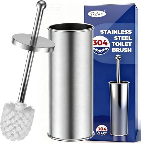 Toilet Brush and Holder Set: 304 Stainless Steel Toilet Bowl Brush for Bathroom Deep Cleaning,Removable Inner Bowl and Splash Protection,Compact and Durable (Silver) in Saudi Arabia