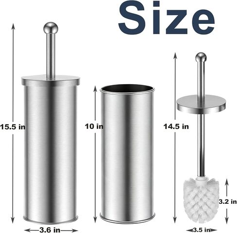 Toilet Brush and Holder Set: 304 Stainless Steel Toilet Bowl Brush for Bathroom Deep Cleaning,Removable Inner Bowl and Splash Protection,Compact and Durable (Silver) in Saudi Arabia