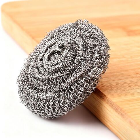 6-Pack Stainless Steel Scourers Heavy Duty Scrubber Pads 6cm x 2.5cm Metal Scouring Pads for Kitchen Cookware Grills Pans Oven Rust-Resistant Multipurpose Cleaning Pads for Tough Grease Burnt On Food in Saudi Arabia