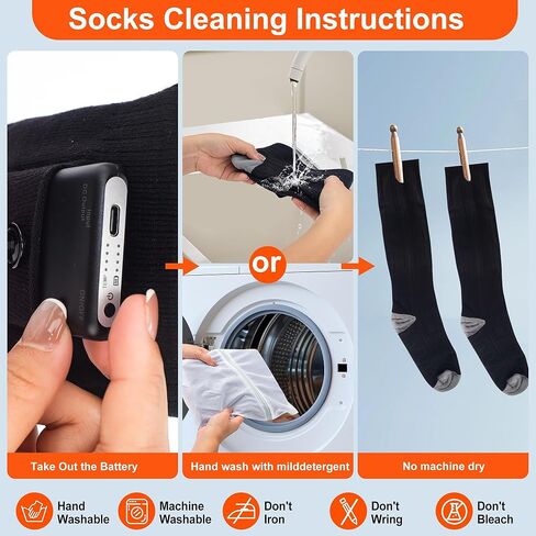 Electric Heated Socks for Men Women with 5V 5000mah Battery Foot Warmer 360° Toe Heating Electric Socks with 4 Levels Heat Settings Suitable for Outdoor Skiing, Winter Camping, Hiking (Black) (Black) in Saudi Arabia