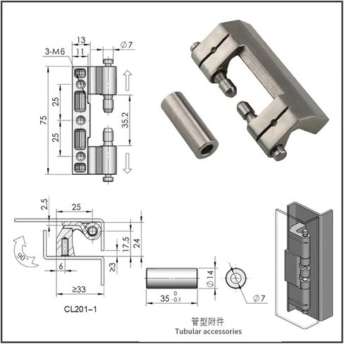Stainless Steel Removable Hinge Industrial Heavy Mechanical Equipment Cabinet Door Hinge 1Pcs(Pipe Type) in Saudi Arabia